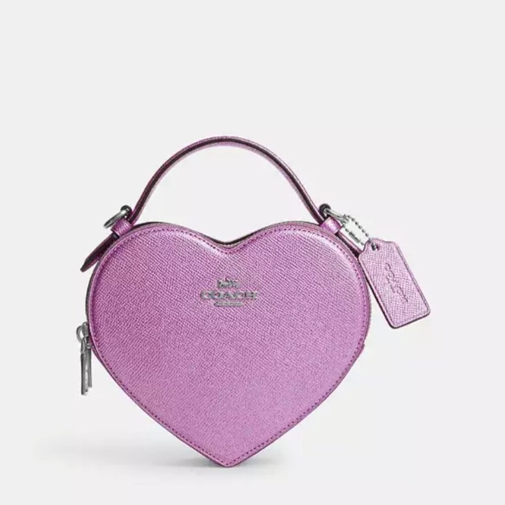 Coach Heart Crossbody, Metallic Lilac